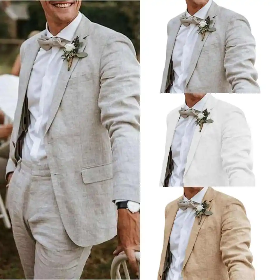 Notched Lapel Single Breasted Linen Two Piece Men Wedding Suit 3 Colors For Beach Groom Custom Plus Size M263715
Notched Lapel Single Breasted Linen Two Piece Men Wedding Suit 3 Colors For Beach Groom Custom Plus Size M263715