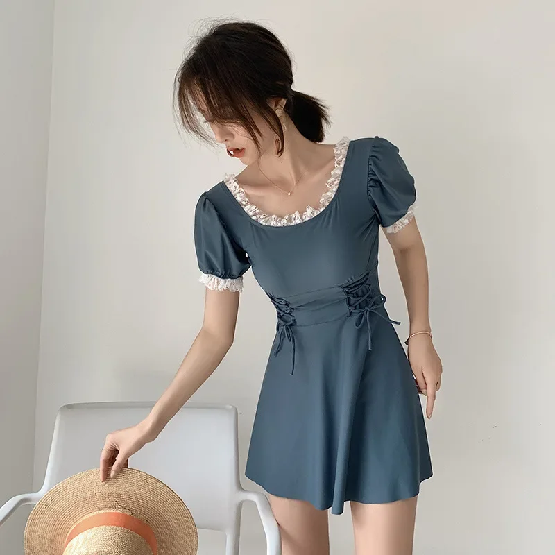 Summer 2024 Bathing Suit Women Sweet One-Piece Swimsuit Skirt Solid Backless Bandage Lace High Waist Slim Short Sleeve Beachwear
Summer 2024 Bathing Suit Women Sweet One-Piece Swimsuit Skirt Solid Backless Bandage Lace High Waist Slim Short Sleeve Beachwear