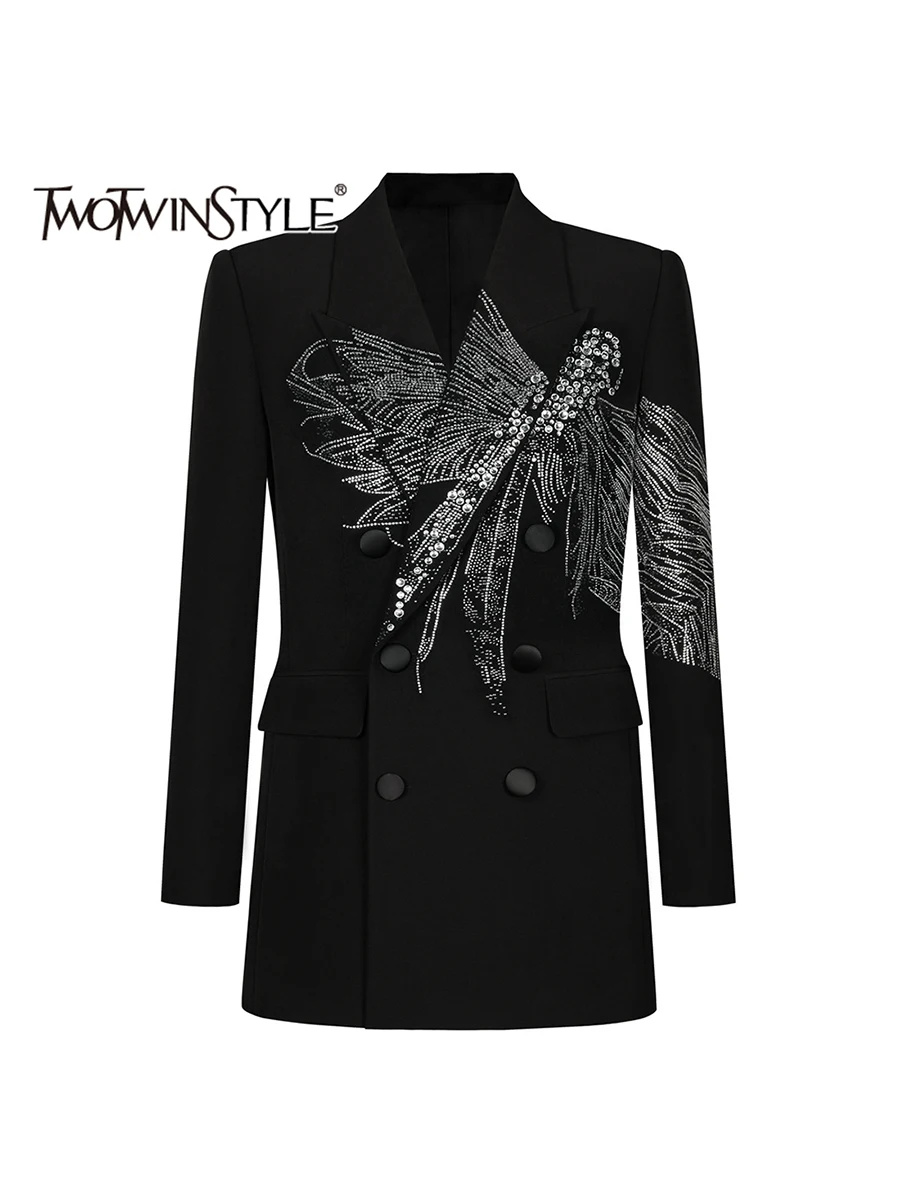 TWOTWINSTYLE Solid Spliced Diamonds Blazers For Women Lapel Long Sleeve Tunic Patchwork Button Coats Female Fashion Style New
TWOTWINSTYLE Solid Spliced Diamonds Blazers For Women Lapel Long Sleeve Tunic Patchwork Button Coats Female Fashion Style New