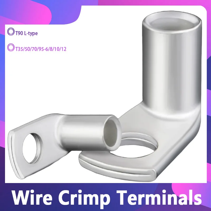 1 ~ 50pcs L-type Right Angle Wire Terminals 90 Degree Bend Nose Tinned Copper Crimp Connector Cable Lugs T35/50/70/95-6/8/10/12
1 ~ 50pcs L-type Right Angle Wire Terminals 90 Degree Bend Nose Tinned Copper Crimp Connector Cable Lugs T35/50/70/95-6/8/10/12