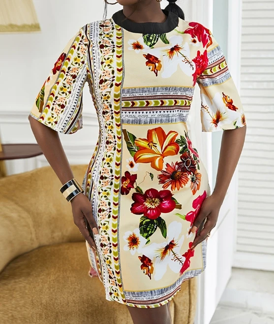 Women's Retro Colorful Printed Short Sleeved Dress Female Casual Clothing 2024 New Spring & Summer Women Fashion A-Line Dresses
Women's Retro Colorful Printed Short Sleeved Dress Female Casual Clothing 2024 New Spring & Summer Women Fashion A-Line Dresses