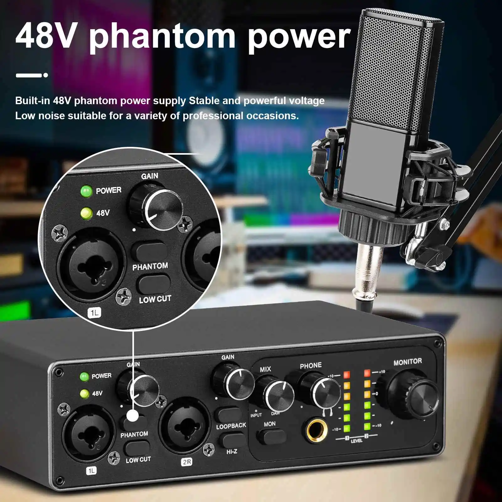 Hot Sale Sound Card 192khz USB Audio Interface 48V Phantom Power For live Studio Streaming Podcast
Hot Sale Sound Card 192khz USB Audio Interface 48V Phantom Power For live Studio Streaming Podcast