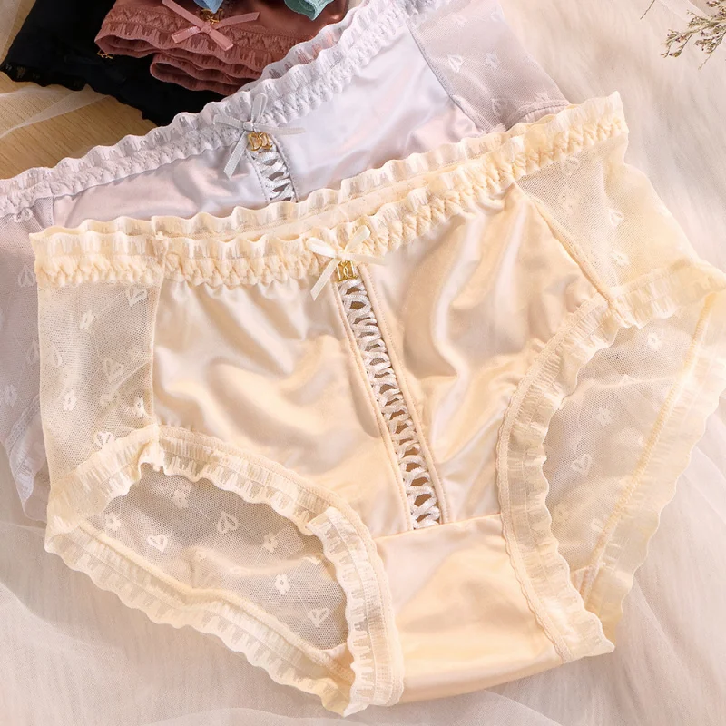 Женское нижнее белье, легкие роскошные атласные кружевные трусики с сексуальной отделкой, высококачественные удобные дышащие милые треугольные трусики для девочек
Женское нижнее белье, легкие роскошные атласные кружевные трусики с сексуальной отделкой, высококачественные удобные дышащие милые треугольные трусики для девочек
