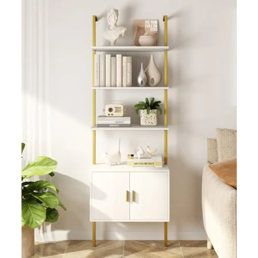 73" Tall Bookshelf with Cabinet, Industrial Ladder Wall Mount Shelf Bookcase with Wood and Metal Frame, Plant Shelf Wall Storag
73" Tall Bookshelf with Cabinet, Industrial Ladder Wall Mount Shelf Bookcase with Wood and Metal Frame, Plant Shelf Wall Storag