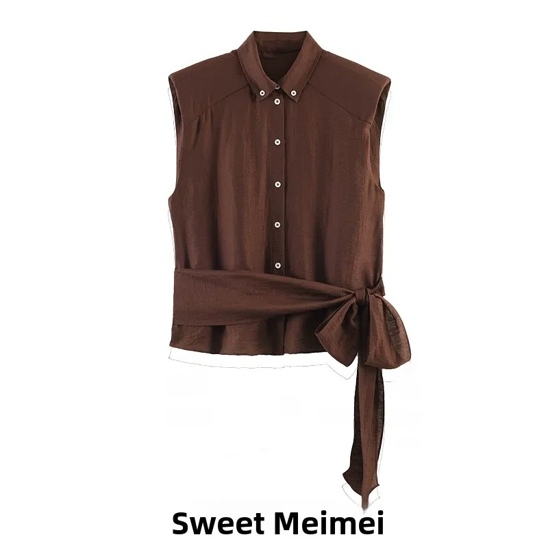 Elegant Women's New Summer Shirt Blend Linen Sleeveless Collar Bow Tie Waist Belt Shoulder Pad Polyester Skin-friendly Breath...
Elegant Women's New Summer Shirt Blend Linen Sleeveless Collar Bow Tie Waist Belt Shoulder Pad Polyester Skin-friendly Breath...