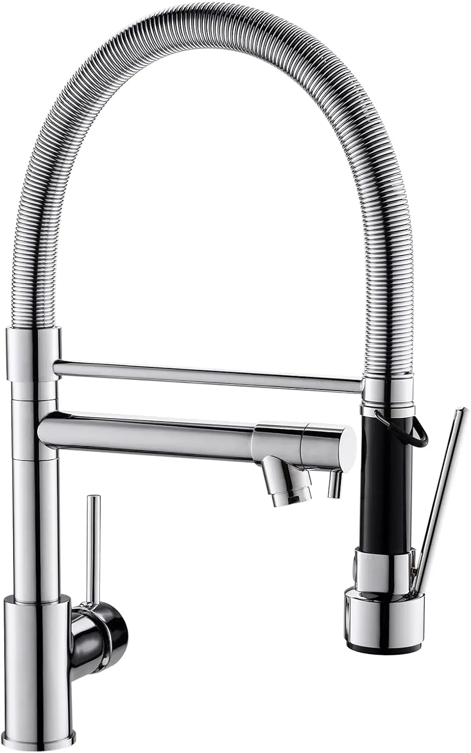 Pull Down Kitchen Faucet with Spring Design, Chrome Finish, 360° Rotation