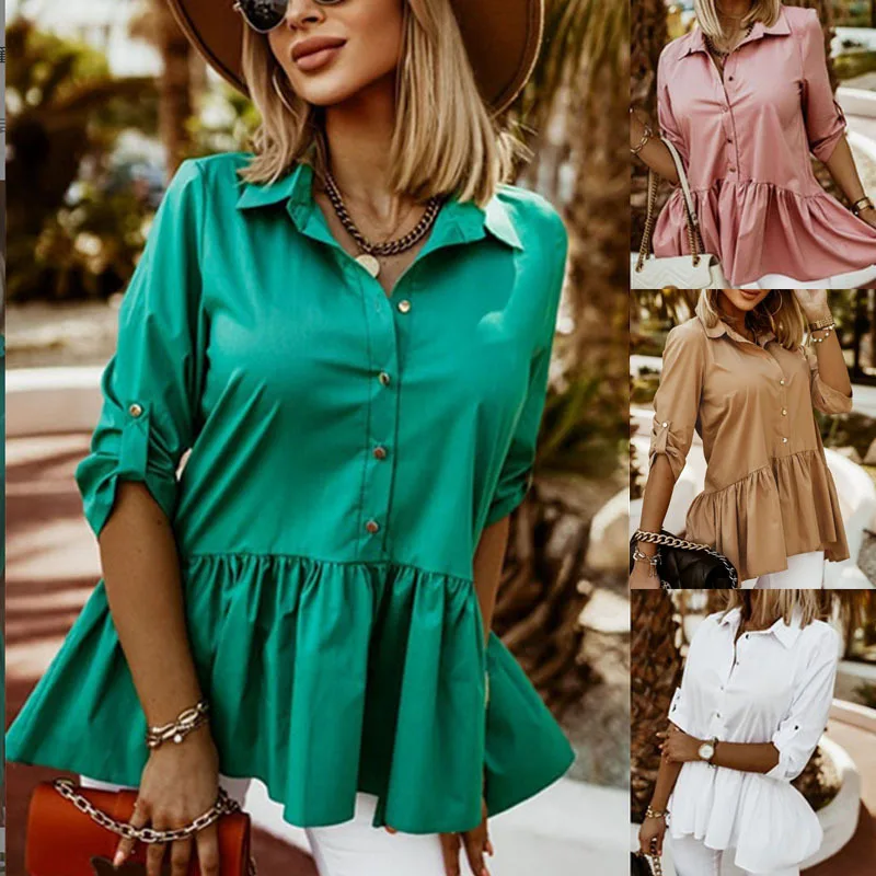 Elegant Loose Fit Women's T-Shirt Pure Color Turn-down Collar Single Button Casual Spring Autumn Fashion Shirt
Elegant Loose Fit Women's T-Shirt Pure Color Turn-down Collar Single Button Casual Spring Autumn Fashion Shirt