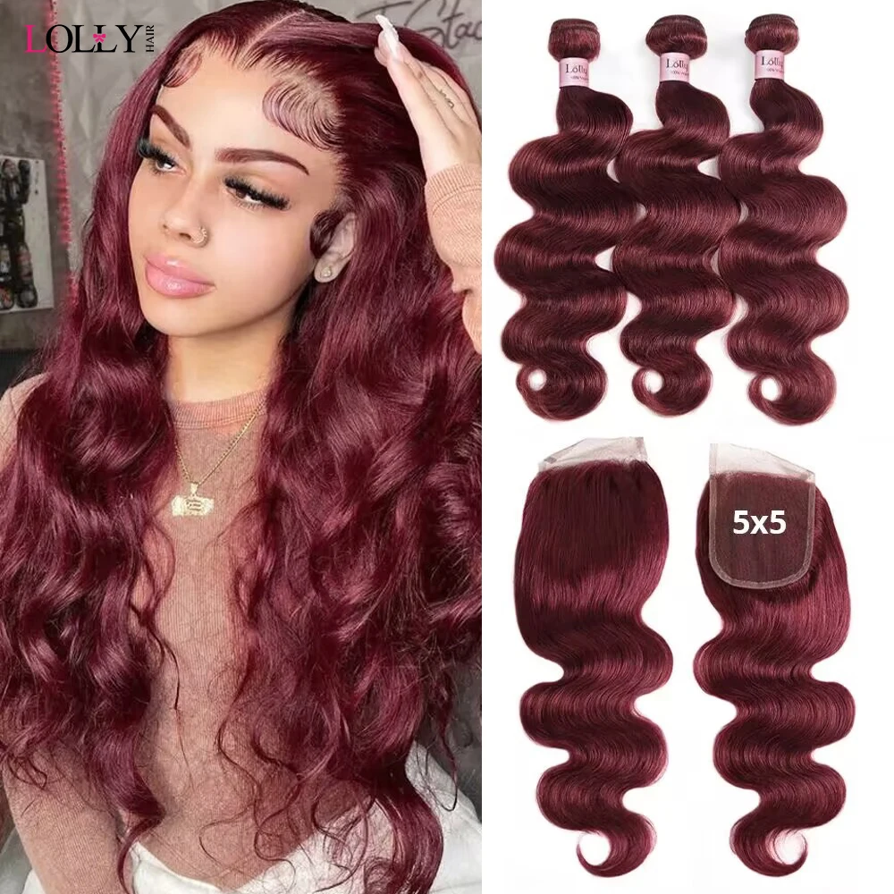 99J Burgundy Bundles With Closure 5x5 Transparent Body Wave Bundles With Closure Colored Human Hair Extension Brazilian Bundles
99J Burgundy Bundles With Closure 5x5 Transparent Body Wave Bundles With Closure Colored Human Hair Extension Brazilian Bundles
