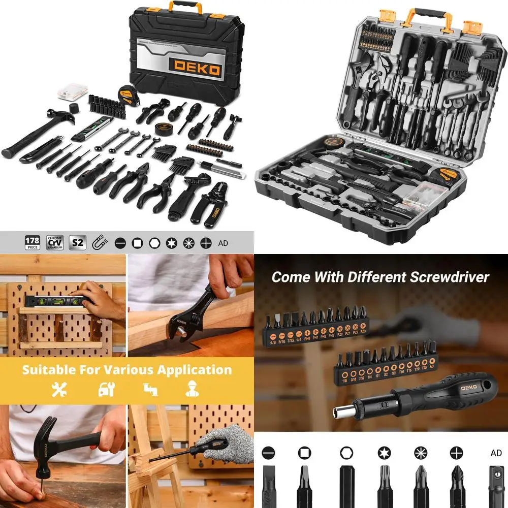 Complete 178-Piece Home & Car Repair Tool Kit with Plastic Case: Essential Hand Tools for Men, Mechanics, and DIY Enthusiasts
Complete 178-Piece Home & Car Repair Tool Kit with Plastic Case: Essential Hand Tools for Men, Mechanics, and DIY Enthusiasts