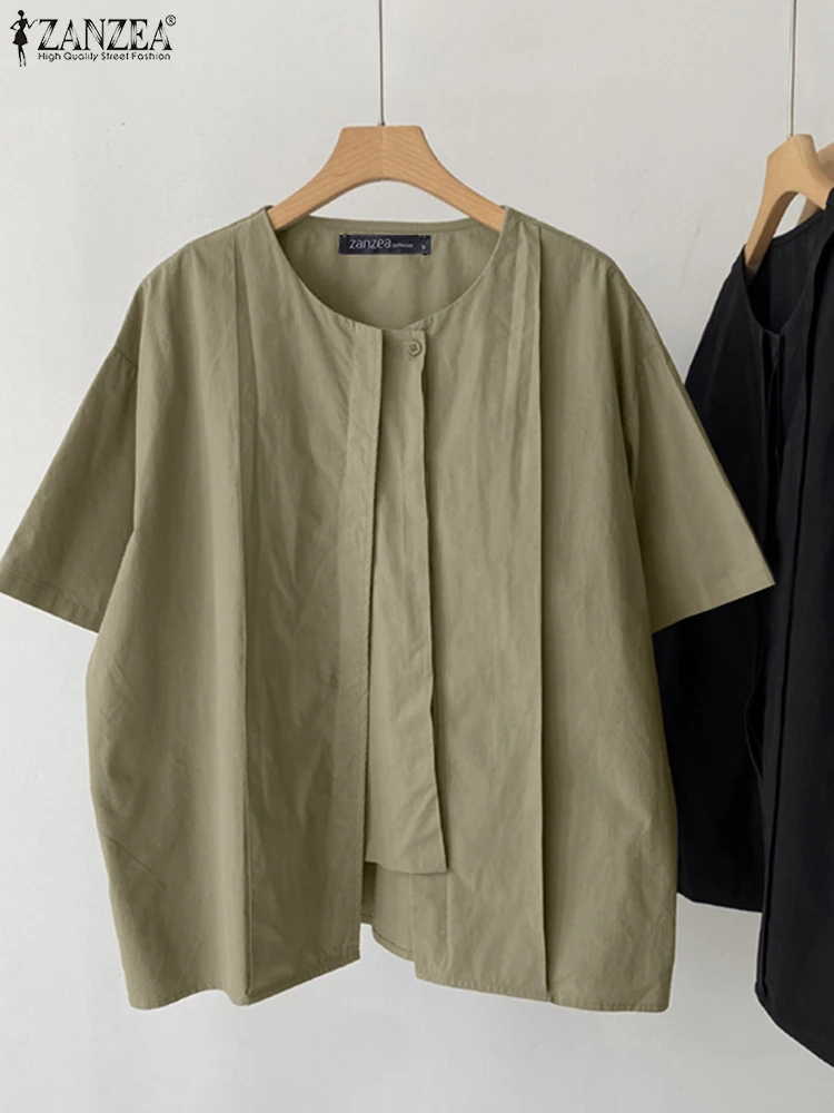 ZANZEA Fashion Women Shirts Summer 2025 Casual O-Neck Short Sleeve Asymmetrical Chemises Femme Streetwear Solid Pintuck Tops
ZANZEA Fashion Women Shirts Summer 2025 Casual O-Neck Short Sleeve Asymmetrical Chemises Femme Streetwear Solid Pintuck Tops