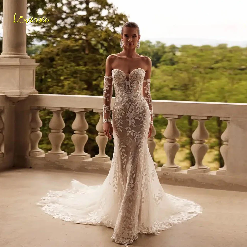 Loverxu Mermaid Sexy Wedding Dresses For Women Strapless Vestido De Novia Lace Appliques Elegant Custom Made Bridal Gowns
Loverxu Mermaid Sexy Wedding Dresses For Women Strapless Vestido De Novia Lace Appliques Elegant Custom Made Bridal Gowns