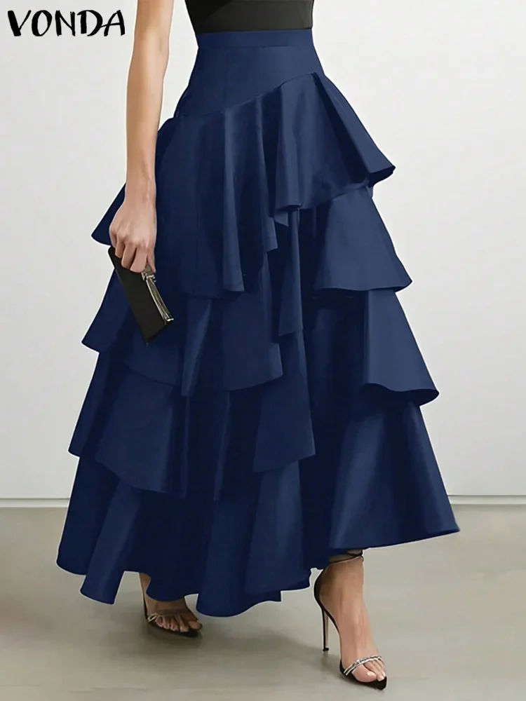 Женская осенняя длинная макси-юбка, уличная многослойная юбка с высокой талией и подолом, вечерние юбки, элегантная распашная нижняя часть с рюшами, VONDA, большие размеры
Женская осенняя длинная макси-юбка, уличная многослойная юбка с высокой талией и подолом, вечерние юбки, элегантная распашная нижняя часть с рюшами, VONDA, большие размеры