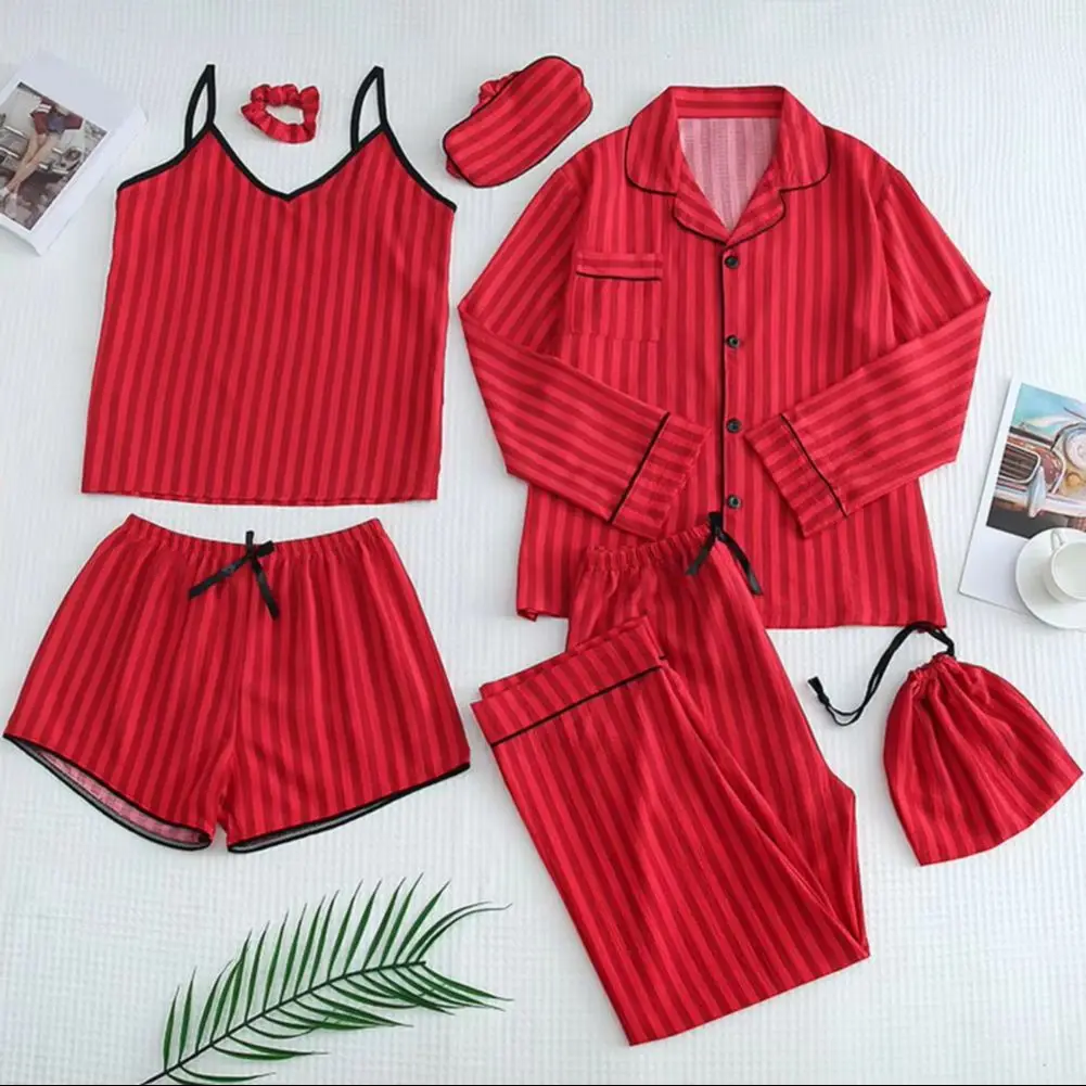 2025 7-Piece Satin Striped Pajama Set Suspender Top And Shorts Set Comfortable Sleepwear Women Loungewear Autumn New Sleepwear
2025 7-Piece Satin Striped Pajama Set Suspender Top And Shorts Set Comfortable Sleepwear Women Loungewear Autumn New Sleepwear