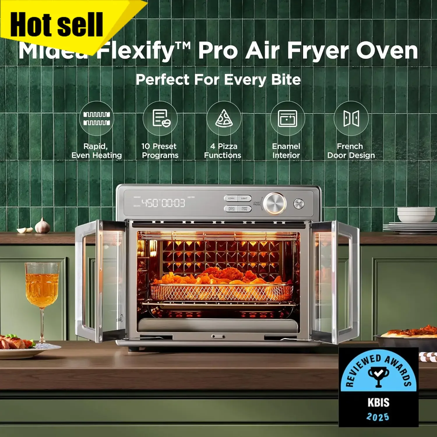 Flexify Pro 10+4 Toaster Oven Air Fryer Combo, Graphene Juicy-Lock Cooking, French Door Countertop Oven, 450°F Flash Air Fry, 26
Flexify Pro 10+4 Toaster Oven Air Fryer Combo, Graphene Juicy-Lock Cooking, French Door Countertop Oven, 450°F Flash Air Fry, 26
