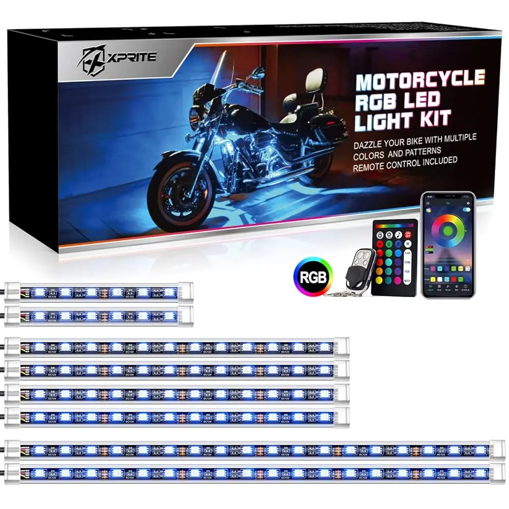 Ailexpress Auto - Motorcycle RGB LED Light Kit Waterproof w/Wireless Remote Control Underglow Neon Lights Strips Red Brake Lamp
Ailexpress Auto - Motorcycle RGB LED Light Kit Waterproof w/Wireless Remote Control Underglow Neon Lights Strips Red Brake Lamp