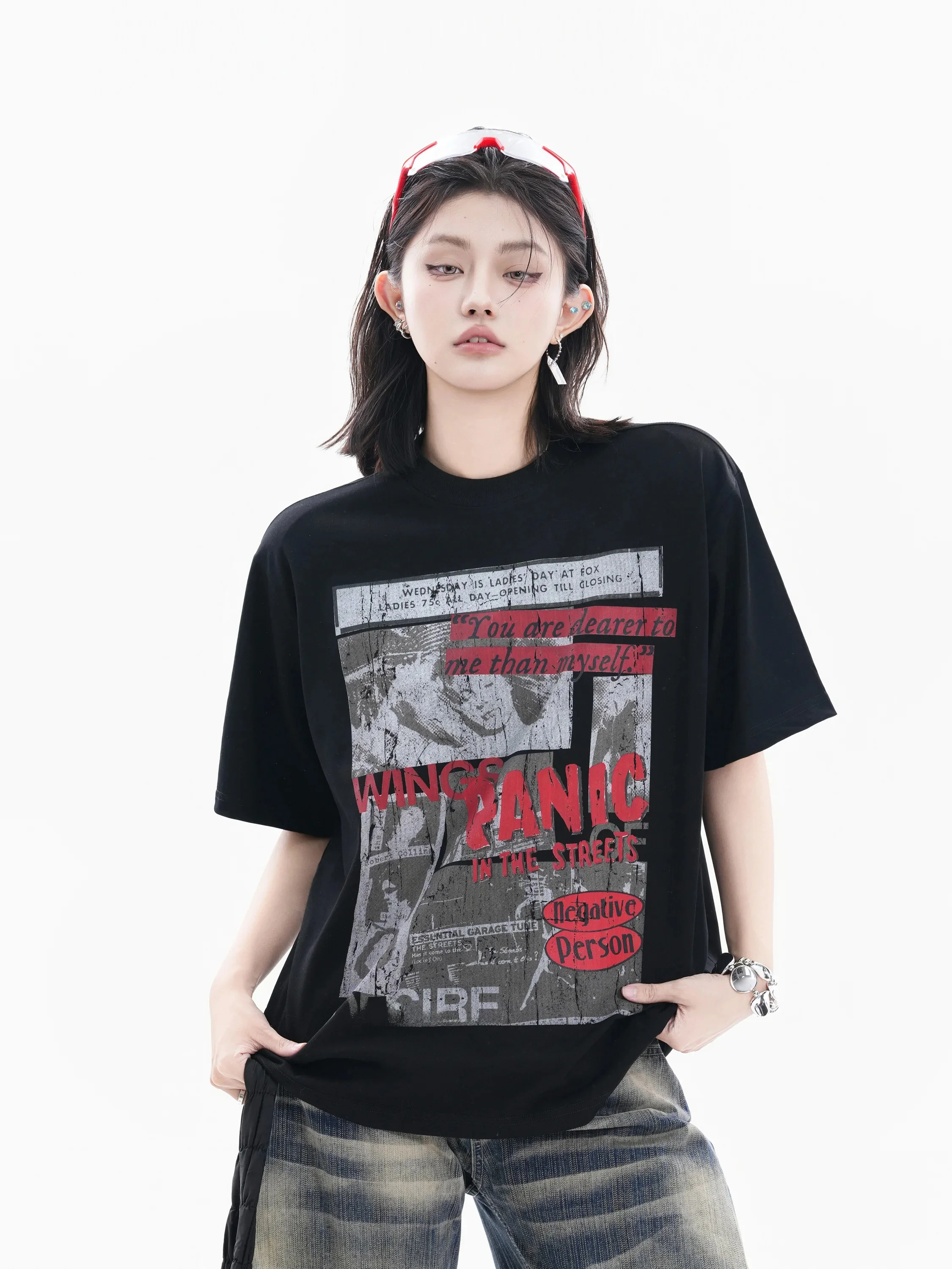 Retro American Style Cotton Short Sleeve T-Shirt Women Loose Couple Print Worn-look round Neck Casual Summer Top
Retro American Style Cotton Short Sleeve T-Shirt Women Loose Couple Print Worn-look round Neck Casual Summer Top