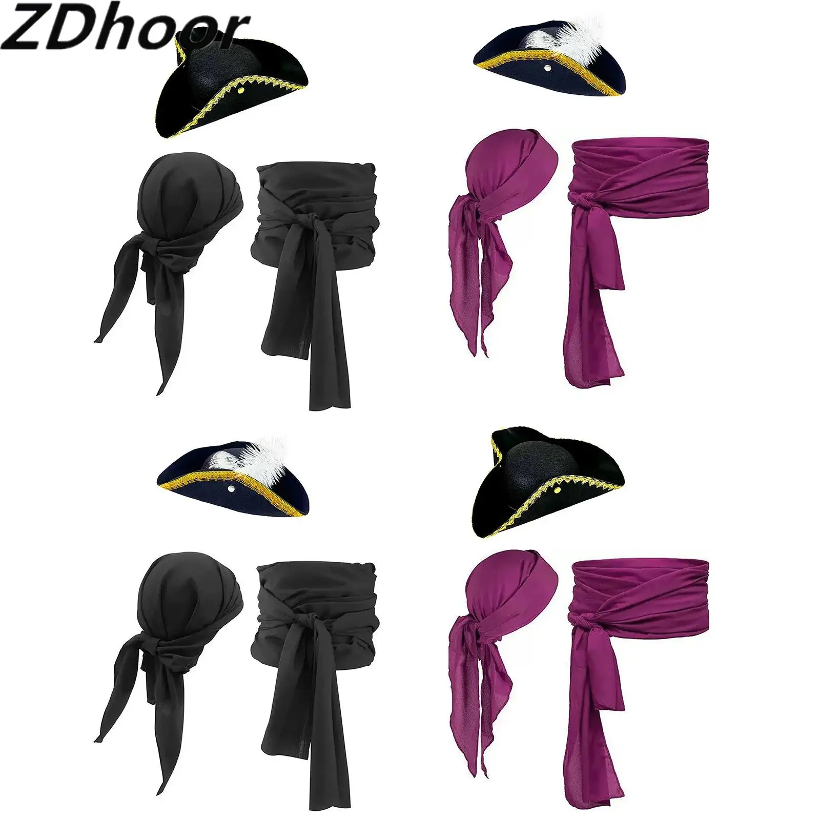 Unisex Women Men Halloween Pirate Costume Accessories Pirate Costume Hat with Medieval Headscarf And Sash Belt Set for Party
Unisex Women Men Halloween Pirate Costume Accessories Pirate Costume Hat with Medieval Headscarf And Sash Belt Set for Party