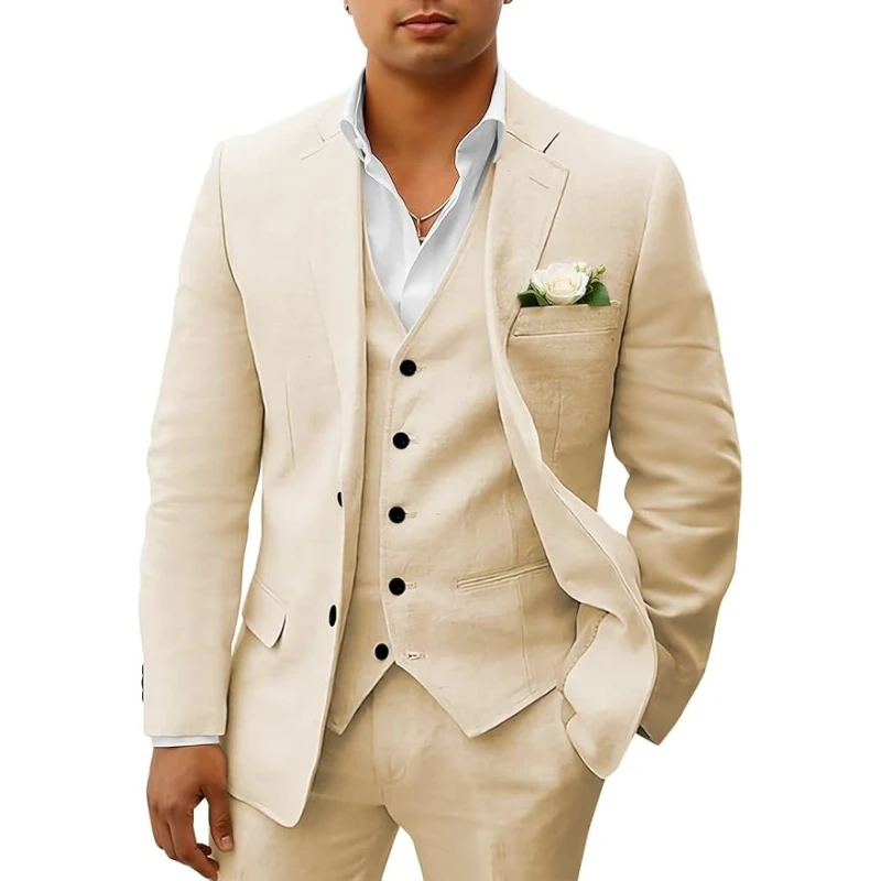 3 Piece Linen Summer Men Suits for Wedding Groom Tuxedos 2023 Casual Beach Custom Man Suit Set Jacket Vest with Pants Man Fahion
3 Piece Linen Summer Men Suits for Wedding Groom Tuxedos 2023 Casual Beach Custom Man Suit Set Jacket Vest with Pants Man Fahion