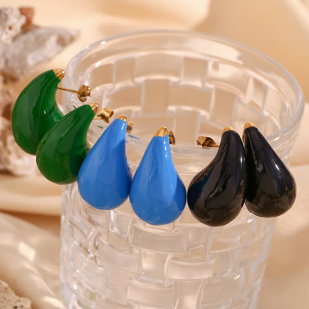 316l Stainless Steel Color Dripping Oil Water Drops Earrings Glossy Metal 18K PVD Plated Charm Jewelry Gift
316l Stainless Steel Color Dripping Oil Water Drops Earrings Glossy Metal 18K PVD Plated Charm Jewelry Gift