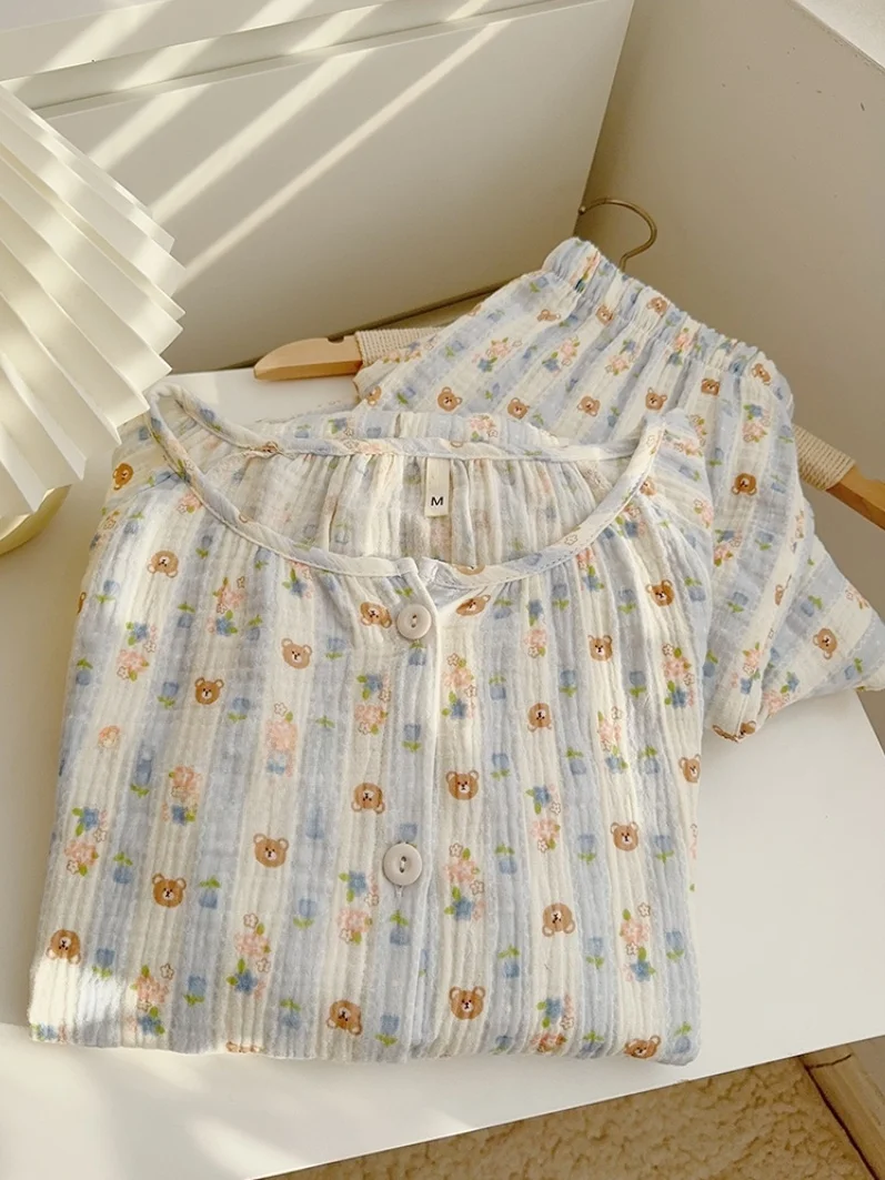 Blue Bear Cartoon Pure Cotton Home Clothes Set Spring Autumn Long Sve Spwear Pants for Girls Sweet Cute Sle
Blue Bear Cartoon Pure Cotton Home Clothes Set Spring Autumn Long Sve Spwear Pants for Girls Sweet Cute Sle