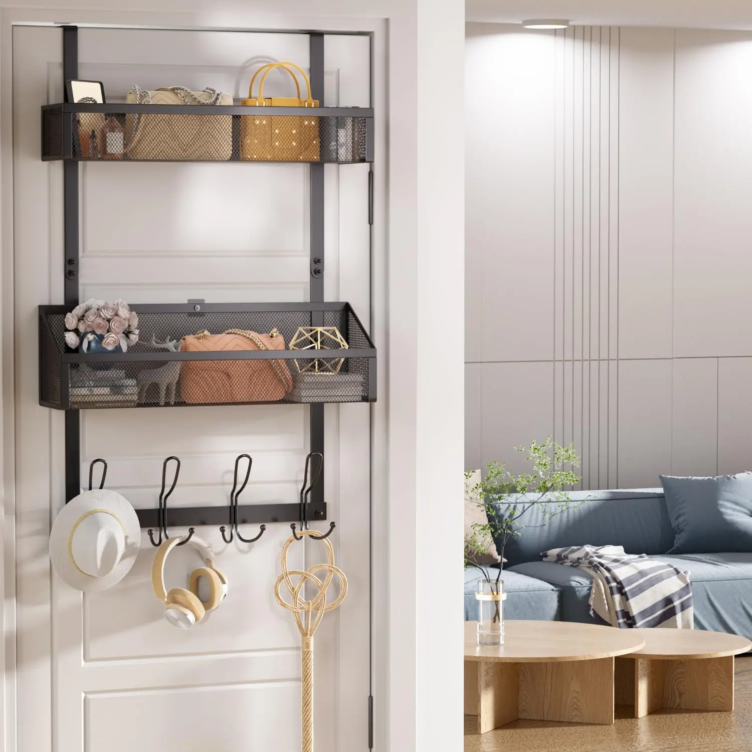 Over Door Hook Organizer 12 Hook Over The Door Organizer with 2 Mesh Baskets - Back of Door Storage Towel Rack Space Sav
Over Door Hook Organizer 12 Hook Over The Door Organizer with 2 Mesh Baskets - Back of Door Storage Towel Rack Space Sav