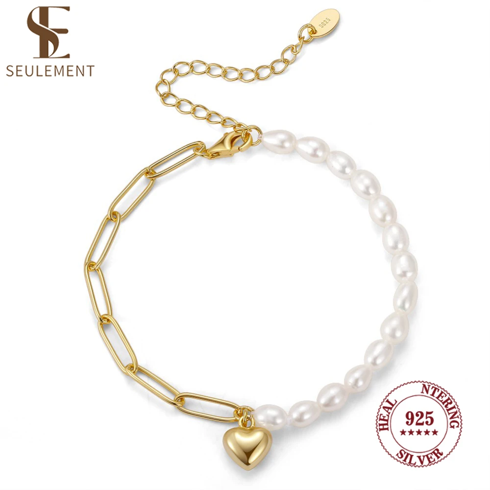 Seulement Natural Baroque Pearl Half Chain Bracelet for Women 925 Sterling Silver Heart Pendant Bracelets Jewelry Gifts
Seulement Natural Baroque Pearl Half Chain Bracelet for Women 925 Sterling Silver Heart Pendant Bracelets Jewelry Gifts