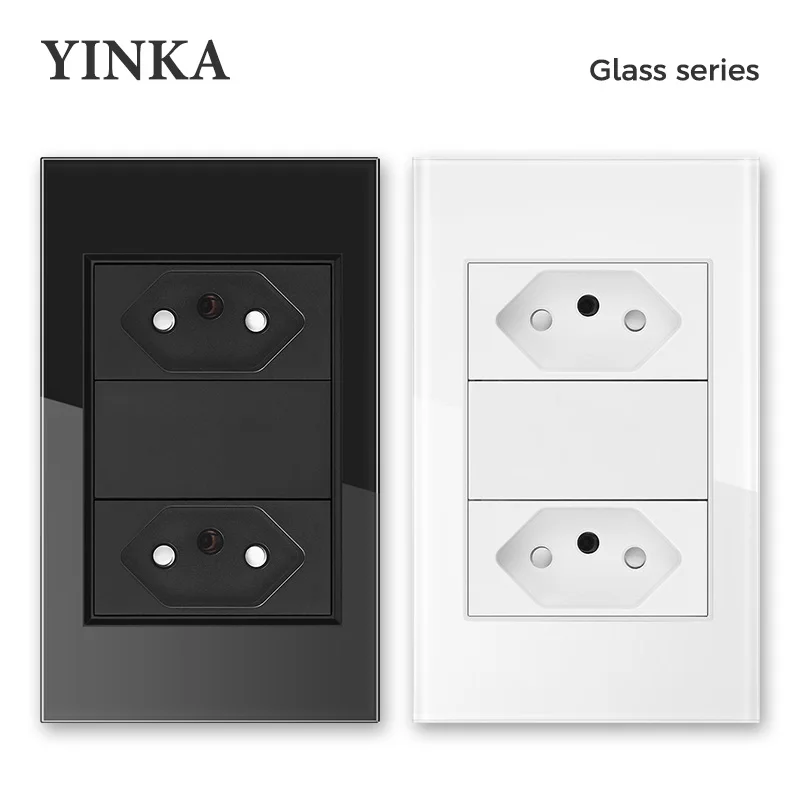 Yinka Brazil Standard Power Outlet, 118*75mm Crystal Glass Panel Socket,20A 2-position Socket,250v~,Black White
Yinka Brazil Standard Power Outlet, 118*75mm Crystal Glass Panel Socket,20A 2-position Socket,250v~,Black White