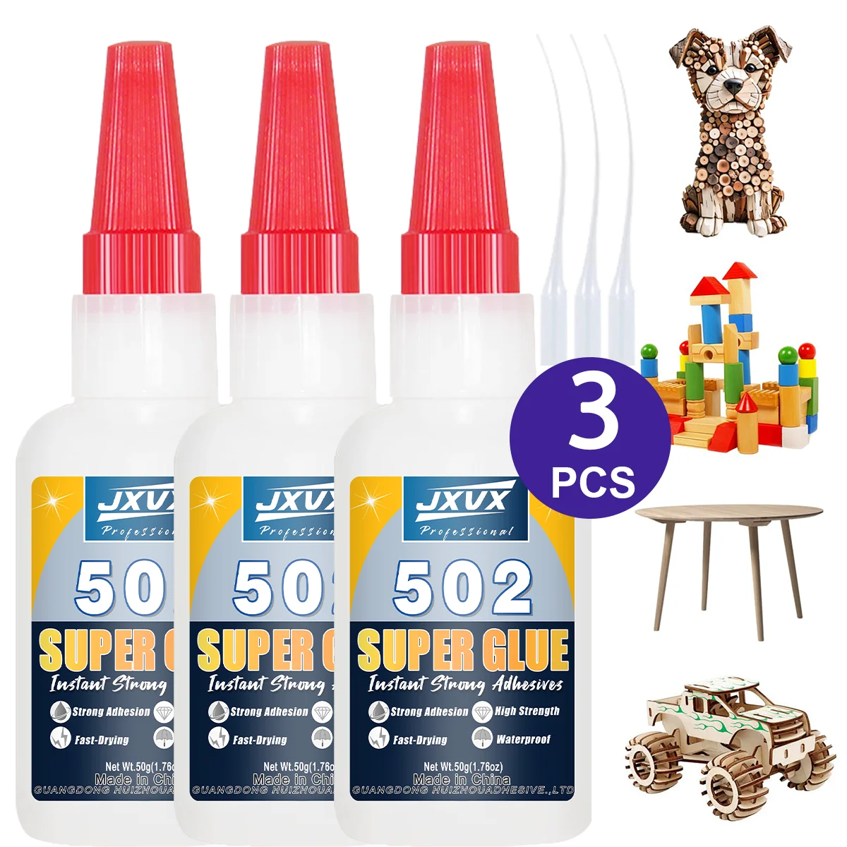 Jxvx 502 Super Glue Instant Fast Drying Cyanoacrylate Adhesive Leather Rubber Wood Metal Strong Bonding Liquid Glue Tool, Transparent Glue Tool, Upgraded to 50g
Jxvx 502 Super Glue Instant Fast Drying Cyanoacrylate Adhesive Leather Rubber Wood Metal Strong Bonding Liquid Glue Tool, Transparent Glue Tool, Upgraded to 50g