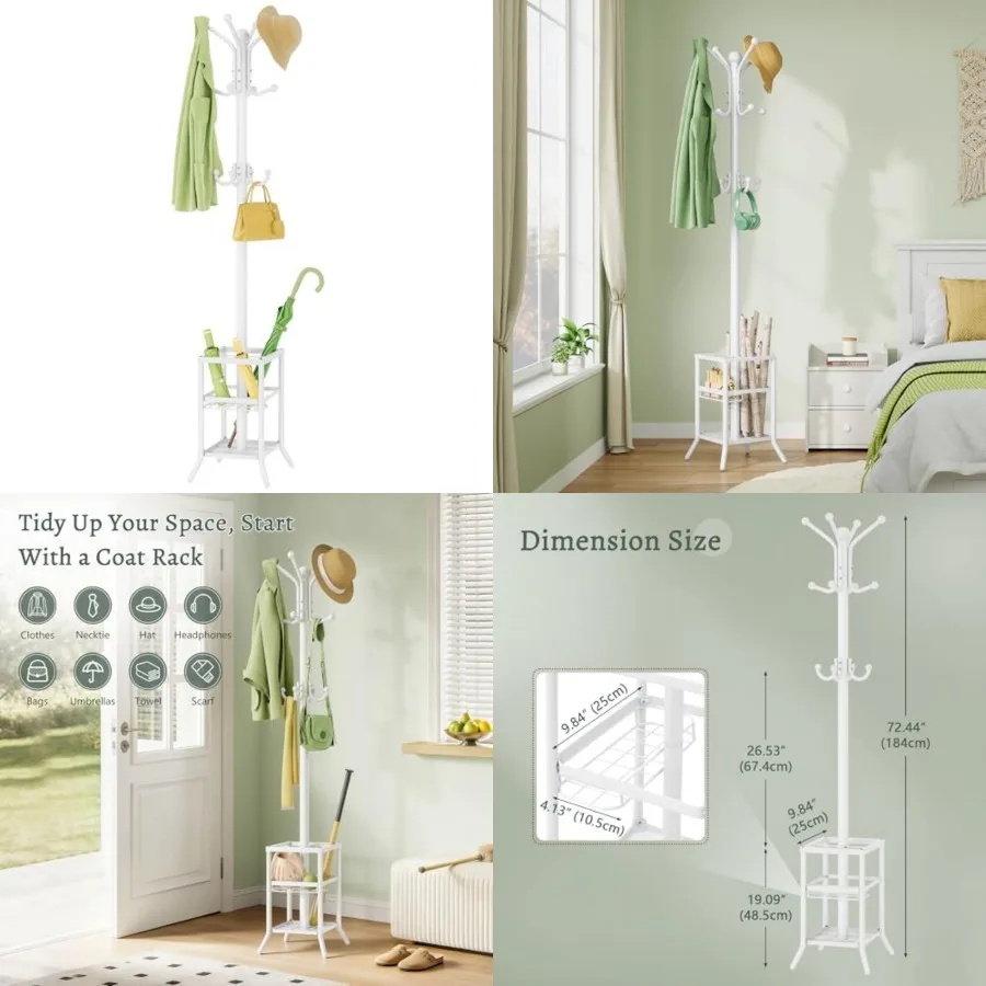 Coat Rack Freestanding, Coat Rack Stand with Umbrella Holder, Metal Coat Tree with 12 Hooks, Tree Clothes Hat for Entryway, Hal
Coat Rack Freestanding, Coat Rack Stand with Umbrella Holder, Metal Coat Tree with 12 Hooks, Tree Clothes Hat for Entryway, Hal