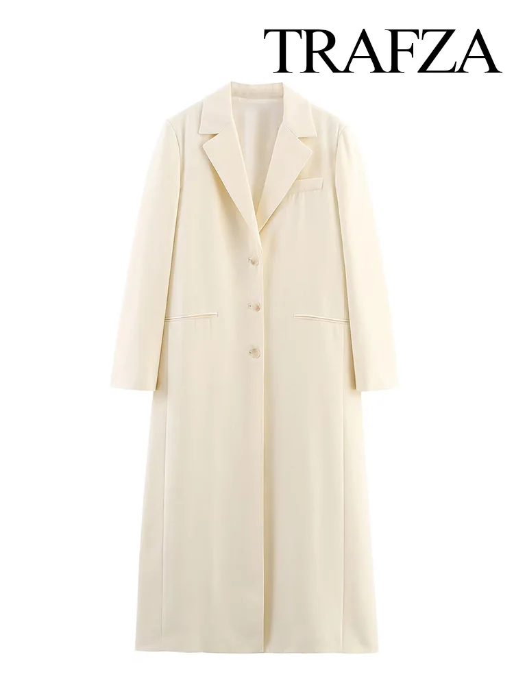 TRAFZA Women Autumn Winter Fashion Pockets Single-breasted Lapel Long Coat Female Temperament Long Sleeve Streetwear Jacket 
TRAFZA Women Autumn Winter Fashion Pockets Single-breasted Lapel Long Coat Female Temperament Long Sleeve Streetwear Jacket