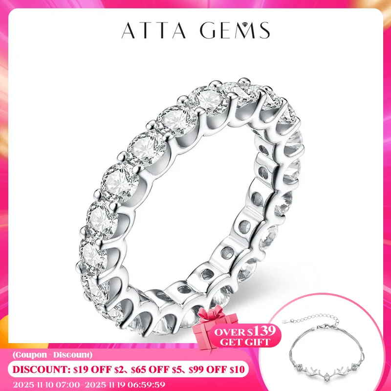 ATTAGEMS New in Round Cut 3.5mm Moissanite Rings D Color VVS1 Etenity Diamond Engagement Wedding Bands For Women
ATTAGEMS New in Round Cut 3.5mm Moissanite Rings D Color VVS1 Etenity Diamond Engagement Wedding Bands For Women