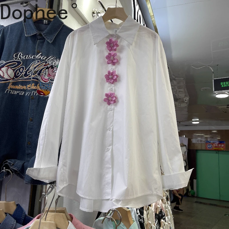 Stereoscopic Flower Long Sleeve Women Blouses New Spring Autumn Solid Color Loose Cardigans Top Mid-long Casual Female Shirts
Stereoscopic Flower Long Sleeve Women Blouses New Spring Autumn Solid Color Loose Cardigans Top Mid-long Casual Female Shirts