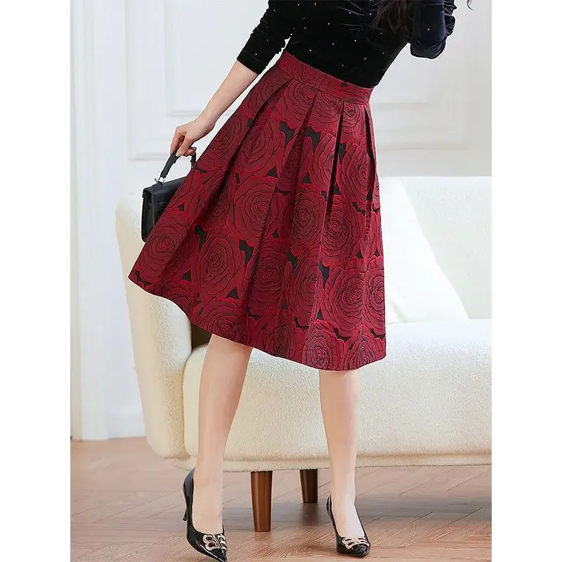 Retro Puffy Mid-Length Skirt 2025 New Spring and Autumn Advanced Jacquard Pleated A Word Slim High Waist Umbrella Skirt A782
Retro Puffy Mid-Length Skirt 2025 New Spring and Autumn Advanced Jacquard Pleated A Word Slim High Waist Umbrella Skirt A782