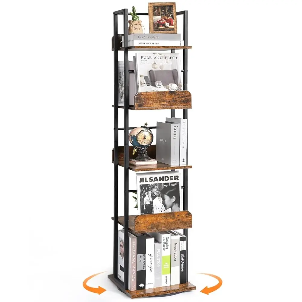 Rotating Bookshelf, 360 Display Spinning Bookshelf Tower, 5-Tier Narrow Bookcase, Tall Industrial Book Shelf Organizer, Small
Rotating Bookshelf, 360 Display Spinning Bookshelf Tower, 5-Tier Narrow Bookcase, Tall Industrial Book Shelf Organizer, Small