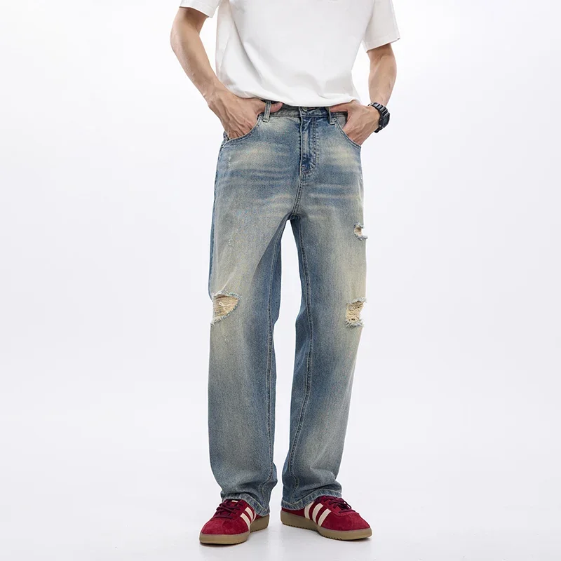 Distressed Jeans Men Loose Straight Wide Leg Denim Pants Destroyed Ripped Hophop Jeans For Men Motocycle Jeans Stretch Cowboys
Distressed Jeans Men Loose Straight Wide Leg Denim Pants Destroyed Ripped Hophop Jeans For Men Motocycle Jeans Stretch Cowboys