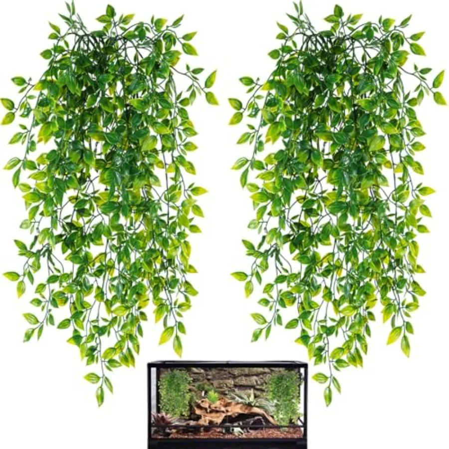 Reptile Plants, Terrarium Hanging Plants Vines Artificial Leaves Habitat Decorations with Suction Cup for Bearded Dragon Hermit
Reptile Plants, Terrarium Hanging Plants Vines Artificial Leaves Habitat Decorations with Suction Cup for Bearded Dragon Hermit