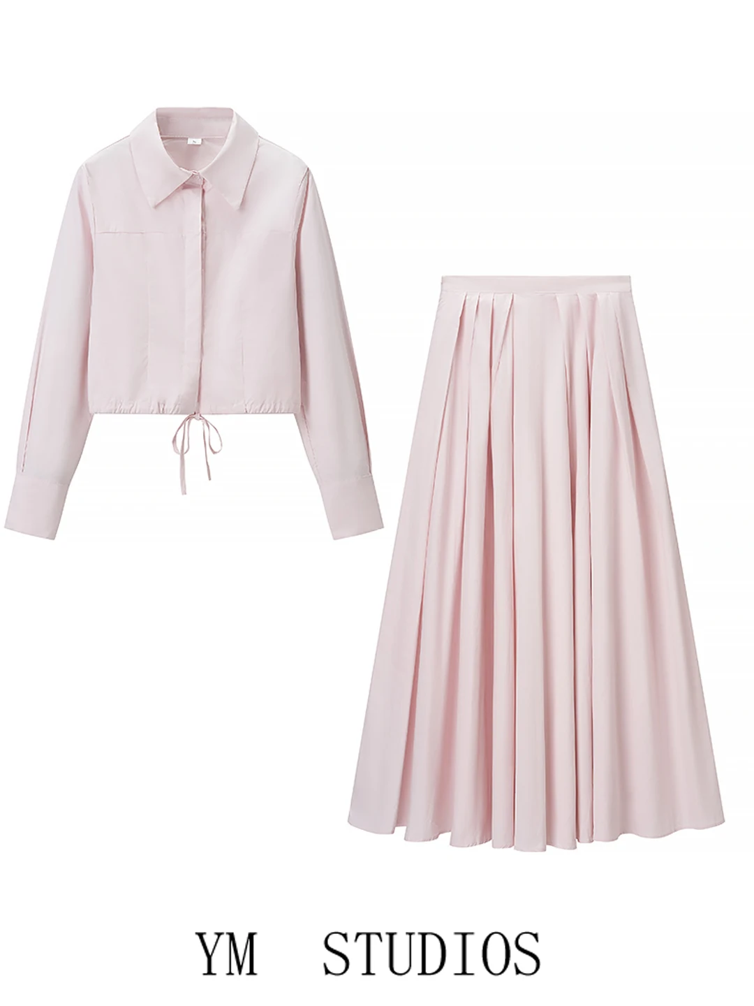 Elegant Shirt And High Waist Skirt Two-Piece Set Women's Fashion Short Sleeveless Long Collar Dress Pink Color Block Winter
Elegant Shirt And High Waist Skirt Two-Piece Set Women's Fashion Short Sleeveless Long Collar Dress Pink Color Block Winter