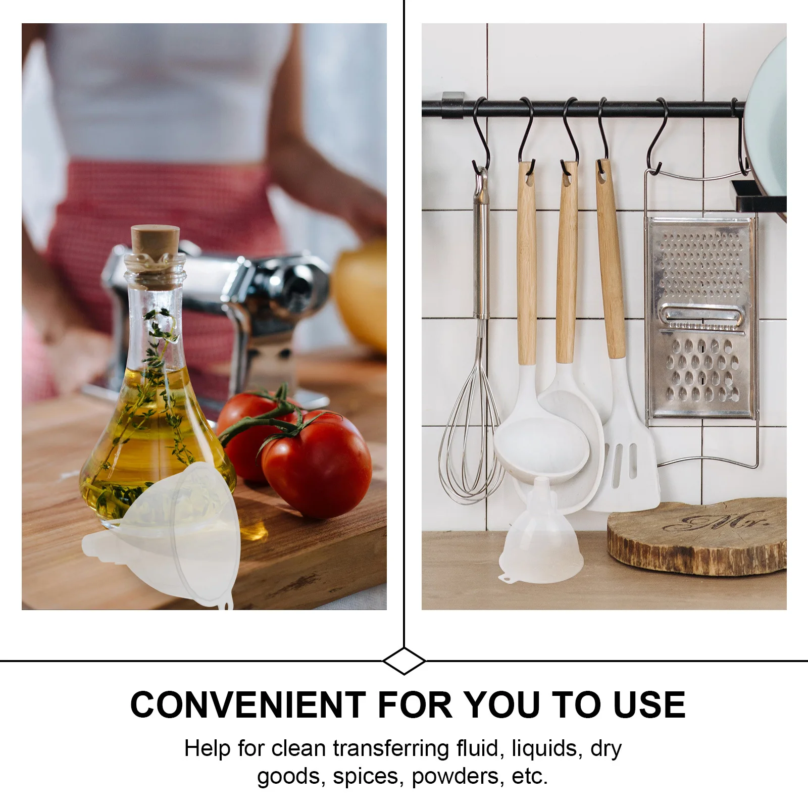 Kitchen Funnel Multi-Purpose Liquid Transfer Device Wide Mouth Cooking Funnel for Dry Powder Oil Juice Wine Bottle Filling
Kitchen Funnel Multi-Purpose Liquid Transfer Device Wide Mouth Cooking Funnel for Dry Powder Oil Juice Wine Bottle Filling