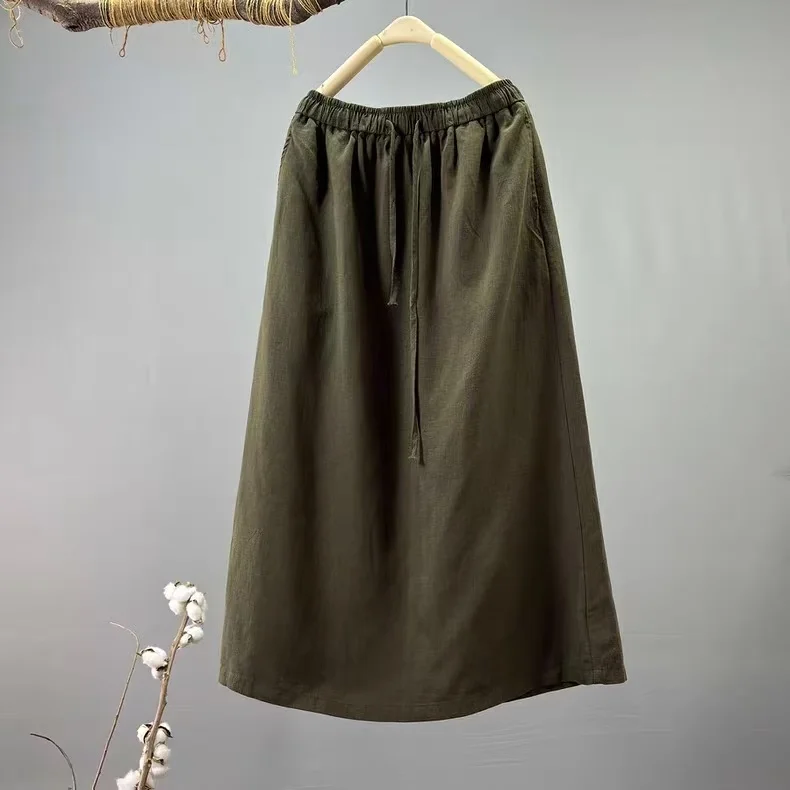 30% Linen long skirts for women summer spring Japanese fashion elastic waist coffee black dark green solid midi skirt ladies
30% Linen long skirts for women summer spring Japanese fashion elastic waist coffee black dark green solid midi skirt ladies