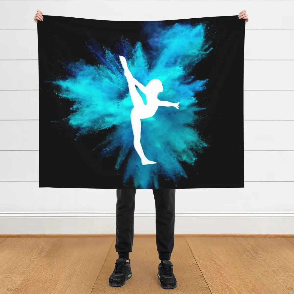 Gymnast Silhouette - Blue Explosion(On Black) Throw Blanket Plaid Sofa Quilt Cute Blankets 
Gymnast Silhouette - Blue Explosion(On Black) Throw Blanket Plaid Sofa Quilt Cute Blankets
