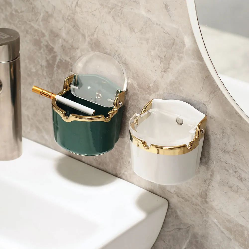 Smokeless Ceramic Ashtray with Lid Wall Mounted No Drill Trendy Home Toilet Anti Ash Fly Windproof Ashtray for Bathroom
Smokeless Ceramic Ashtray with Lid Wall Mounted No Drill Trendy Home Toilet Anti Ash Fly Windproof Ashtray for Bathroom