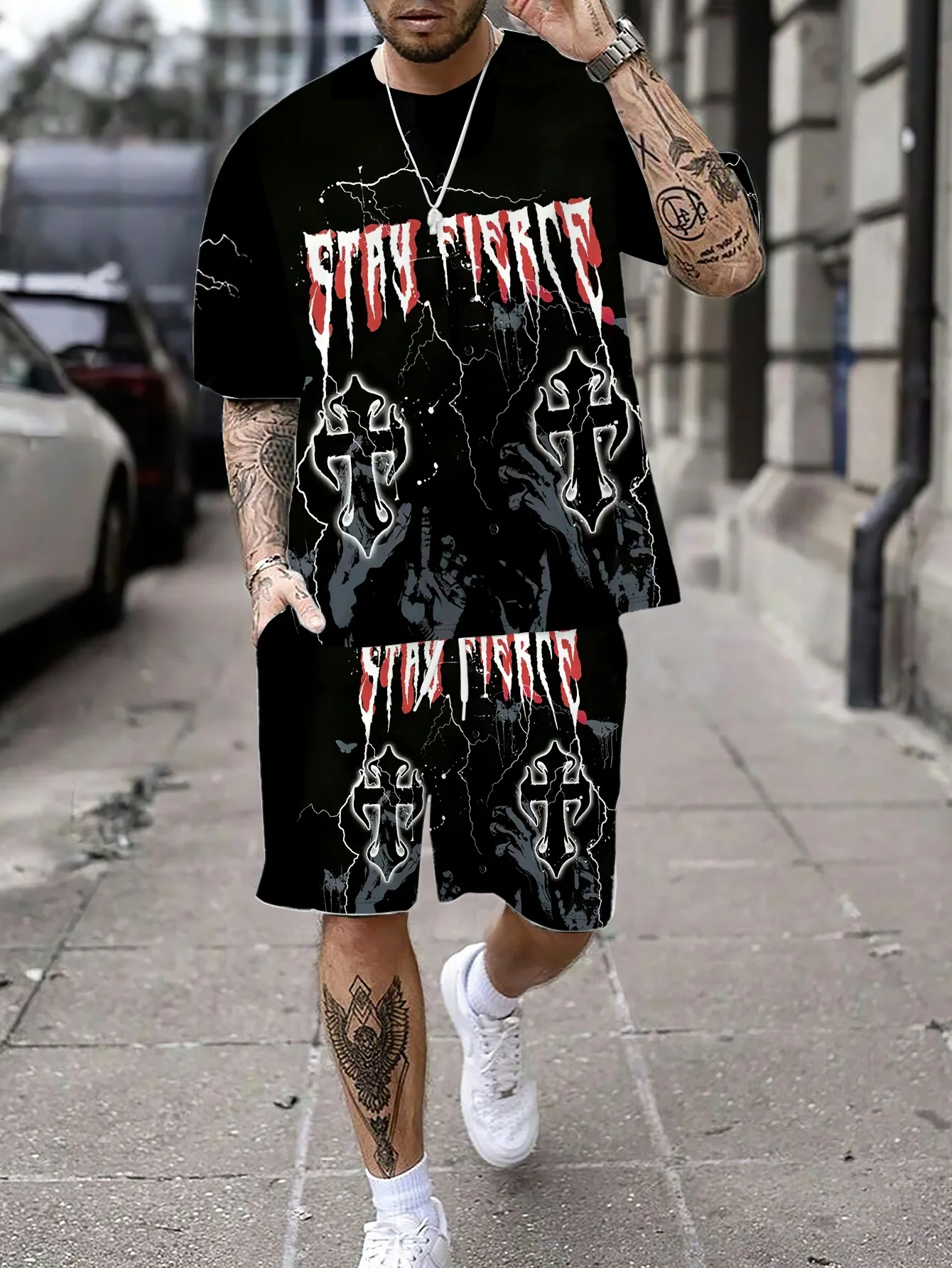 2026 Summer New Men's Short-Sleeved Set with 3D Trendy Letter Print for Casual and Fashionable Street Style Comfortable and Soft
2026 Summer New Men's Short-Sleeved Set with 3D Trendy Letter Print for Casual and Fashionable Street Style Comfortable and Soft