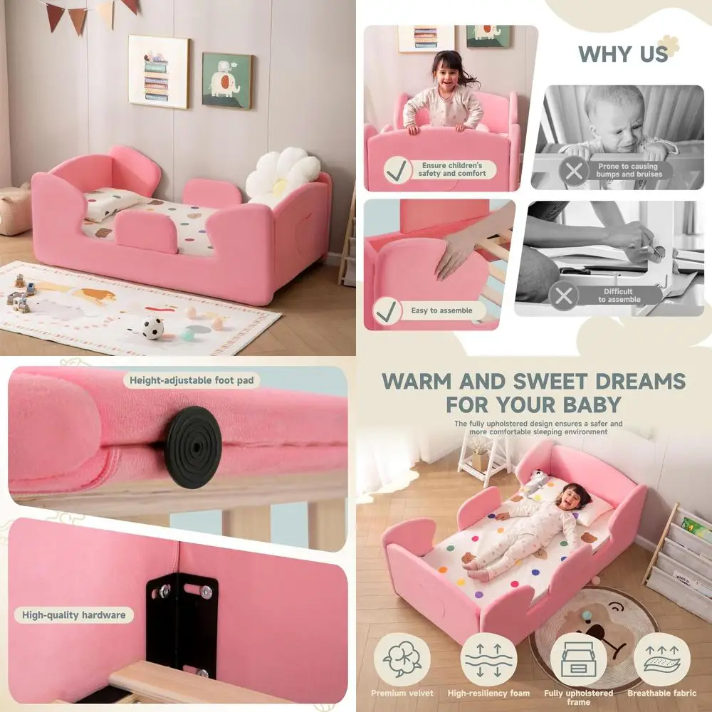 Portable Toddler Bed with Removable Safety Rails and Storage, Unisex Design for Kids
Portable Toddler Bed with Removable Safety Rails and Storage, Unisex Design for Kids