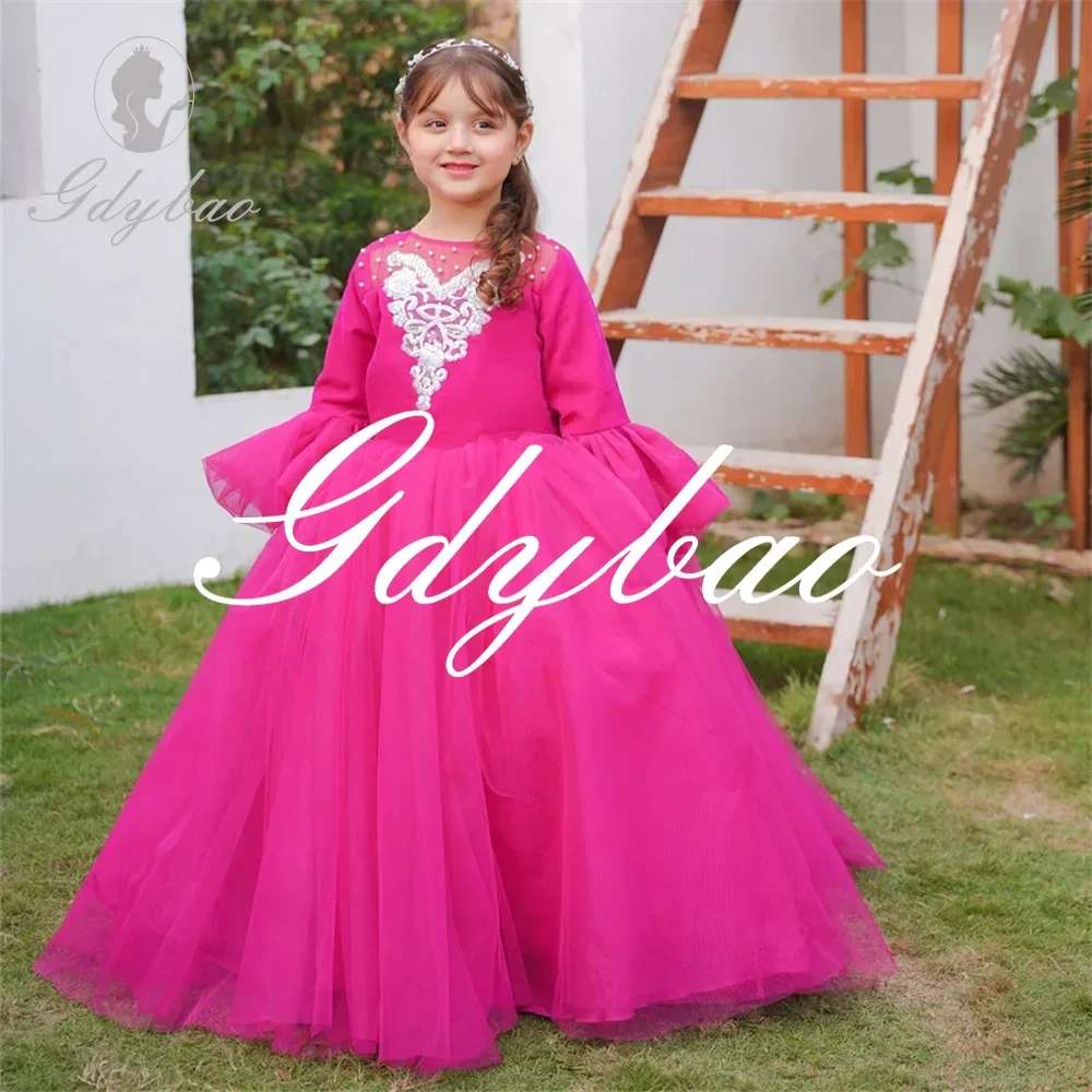 Pleat Princess O Neck Applique Classic Flower Girl Dress Long Sleeve Floor Length Long Ball First Communion Gown Customized 2025
Pleat Princess O Neck Applique Classic Flower Girl Dress Long Sleeve Floor Length Long Ball First Communion Gown Customized 2025
