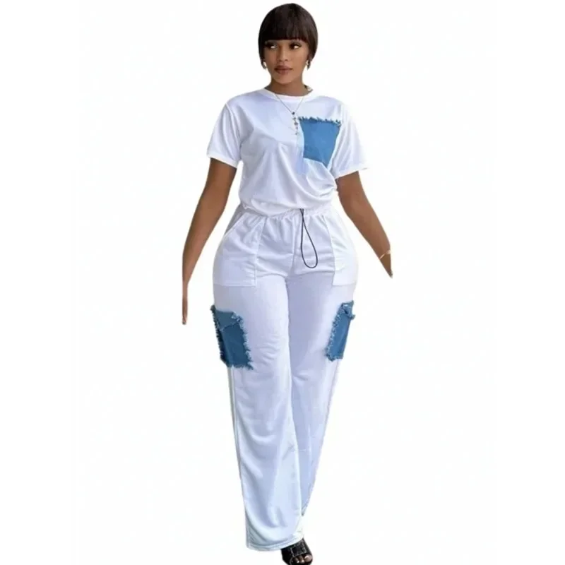 2 Piece Women Set Dashiki Denim African Clothes Summer New Fashion Short Sleeve Top And Pants Suit Party Lady Matching Sets
2 Piece Women Set Dashiki Denim African Clothes Summer New Fashion Short Sleeve Top And Pants Suit Party Lady Matching Sets