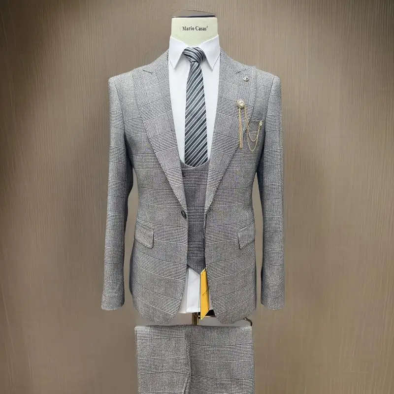 Plaid Formal Men Suits for Wedding Slim Fit 2025 Fashion Groom Tuxedo 3 Pieces Man Suit Blazer with Vest Pants Stock
Plaid Formal Men Suits for Wedding Slim Fit 2025 Fashion Groom Tuxedo 3 Pieces Man Suit Blazer with Vest Pants Stock