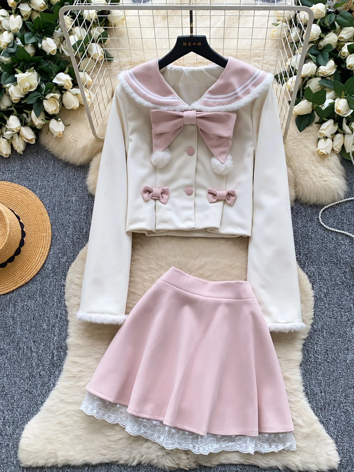 Sweet College Sle Age-Defng Set Женский ort Sve с длинным рукавом и кукольным воротником, кружевная юбка, осенняя мода
Sweet College Sle Age-Defng Set Женский ort Sve с длинным рукавом и кукольным воротником, кружевная юбка, осенняя мода