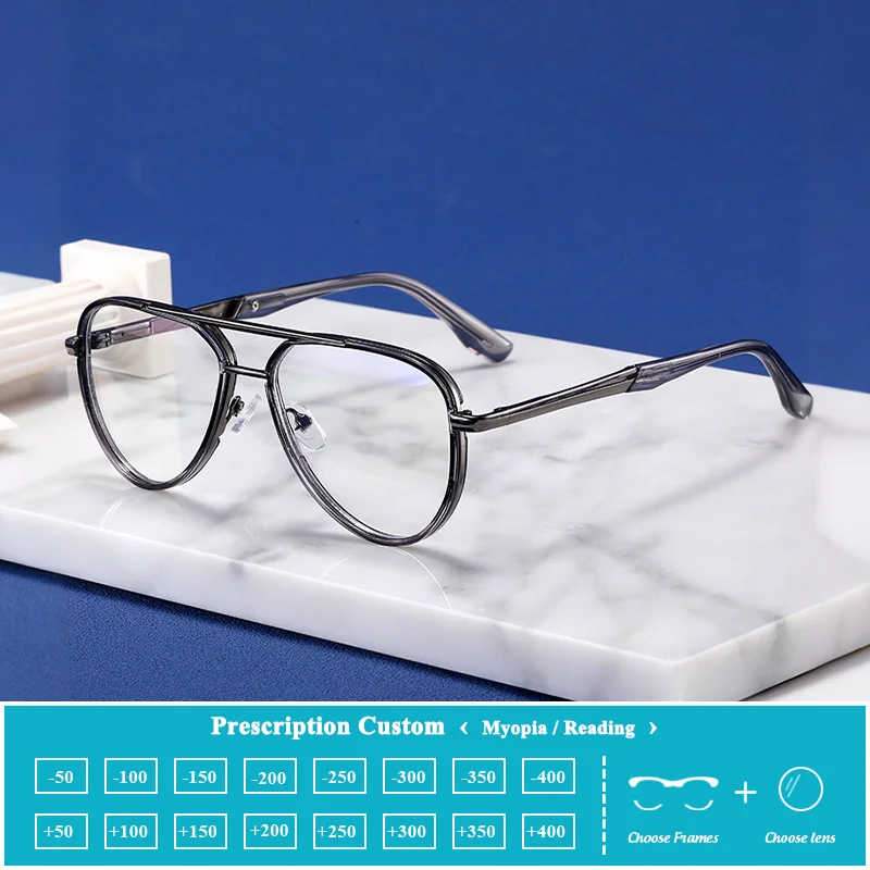 Male Anti-Blue Light Tr90 Double-Bridge Square Frame Reading Glasses Men's Metal Fashion Eyeglasses with Optional Prescriptions
Male Anti-Blue Light Tr90 Double-Bridge Square Frame Reading Glasses Men's Metal Fashion Eyeglasses with Optional Prescriptions