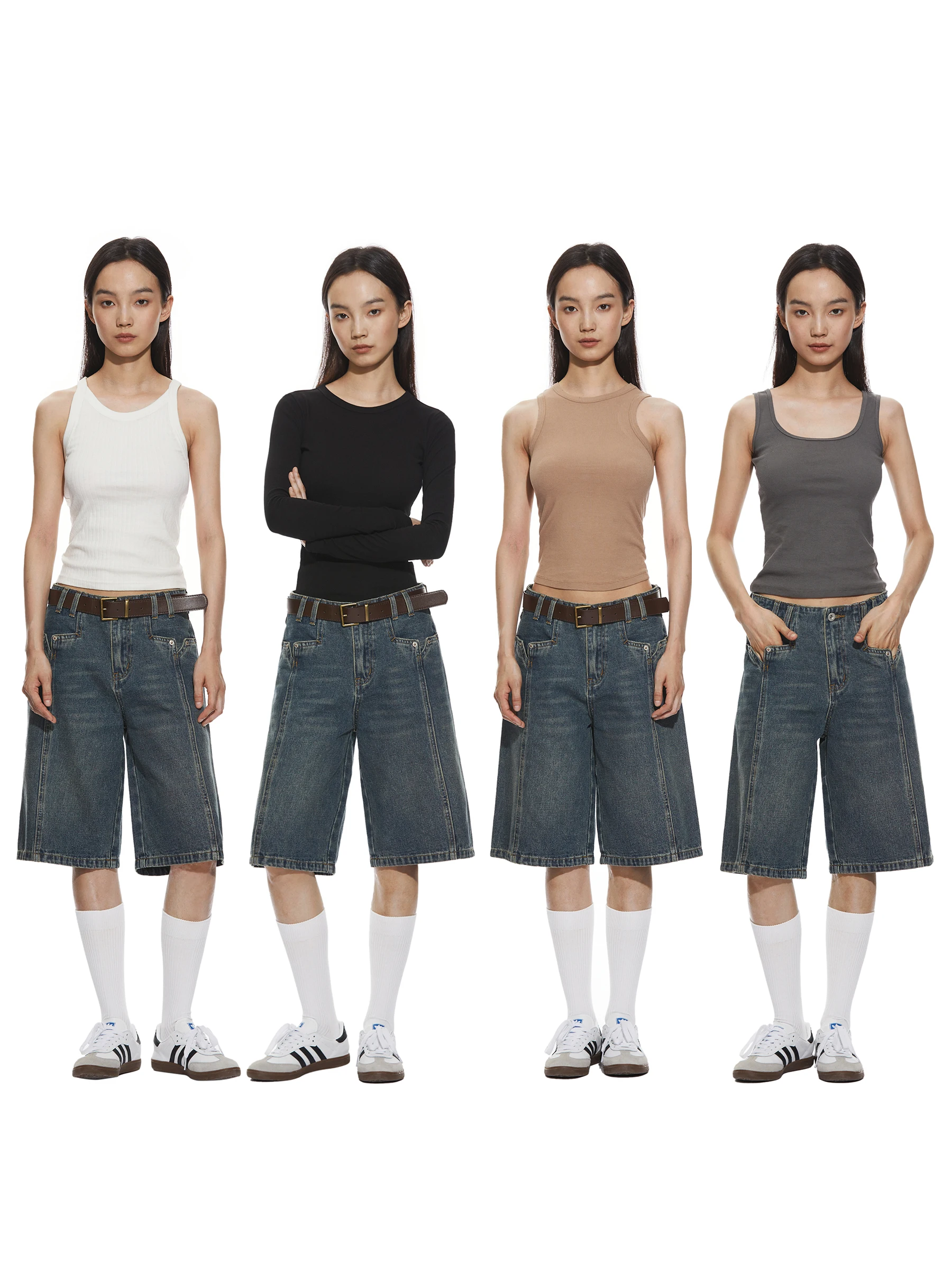 Retro Waed Denim orts Deconstructed Patchwork Design Summer Straight Leg Jeans l Waist Zipper Closure Deep Color
Retro Waed Denim orts Deconstructed Patchwork Design Summer Straight Leg Jeans l Waist Zipper Closure Deep Color