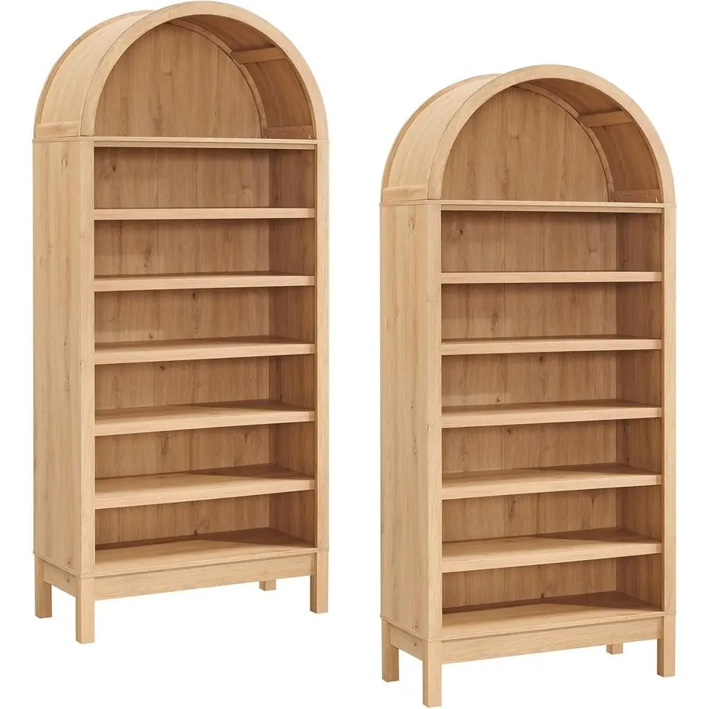71 High 7-Tier Arched Bookshelf Set with Storage, Adjustable Wood Shelving for Living Room or Office, Natural Finish
71 High 7-Tier Arched Bookshelf Set with Storage, Adjustable Wood Shelving for Living Room or Office, Natural Finish